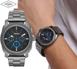 Buy Shop Fossil Machine Chronograph Brown Dial Grey Steel Strap Watch for Men - FS4931 USA Online