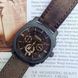 Buy Shop Fossil Machine Flight Chronograph Brown Dial Brown Leather Strap Watch for Men - FS4656 USA Online