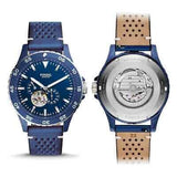 Buy Shop Fossil Crewmaster Sports Automatic Blue Dial Blue Leather Strap Watch for Men - ME3149 USA Online