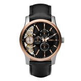 Buy Shop Fossil Twist Multi-Function Chronograph Black Dial Black Leather Strap Watch for Men - ME1099 USA Online