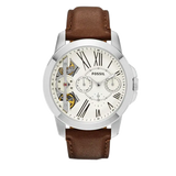 Buy Shop Fossil Grant Twist Multi-Function White Dial Brown Leather Strap Watch for Men - ME1144 USA Online
