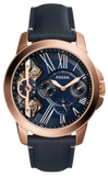 Buy Shop Fossil Grant Twist Multifunction Blue Dial Blue Leather Strap Watch for Men - ME1162 USA Online