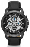 Buy Shop Fossil Grant Automatic Black Dial Black Leather Strap Watch for Men - ME3028 USA Online