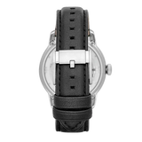 Buy Shop Fossil Townsman Automatic Skeleton Silver Dial Black Leather Strap Watch for Men - ME3041 USA Online