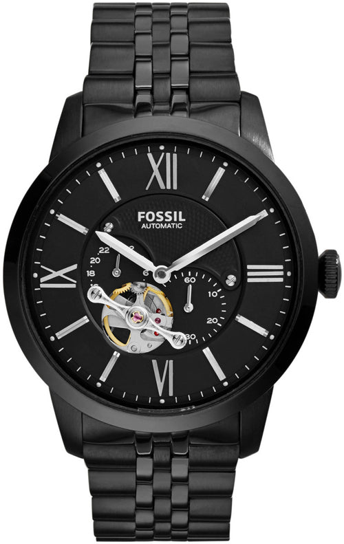 Buy Shop Fossil Townsman Multi Function Mechanical Black Dial Black Steel Strap Watch for Men - ME3062 USA Online