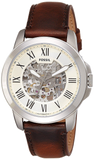 Buy Shop Fossil Grant Automatic Beige Skeleton Dial Brown Leather Strap Watch for Men - ME3099 USA Online