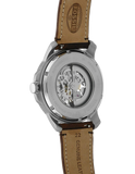 Buy Shop Fossil Grant Automatic Beige Skeleton Dial Brown Leather Strap Watch for Men - ME3099 USA Online