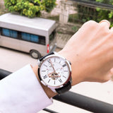 Buy Shop Fossil Townsman Automatic White Dial Black Leather Strap Watch for Men - ME3104 USA Online