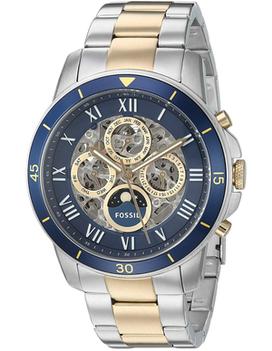Buy Shop Fossil Grant Sport Automatic Skeleton Blue Dial Two Tone Steel Strap Watch for Men - ME3141 USA Online