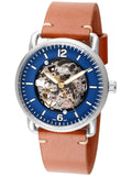 Buy Shop Fossil Commuter Automatic Skeleton Blue Dial Brown Leather Strap Watch for Men - ME3159 USA Online