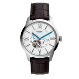 Buy Shop Fossil Townsman Automatic Chronograph White Dial Blue Leather Strap Watch for Men - ME3167 USA Online
