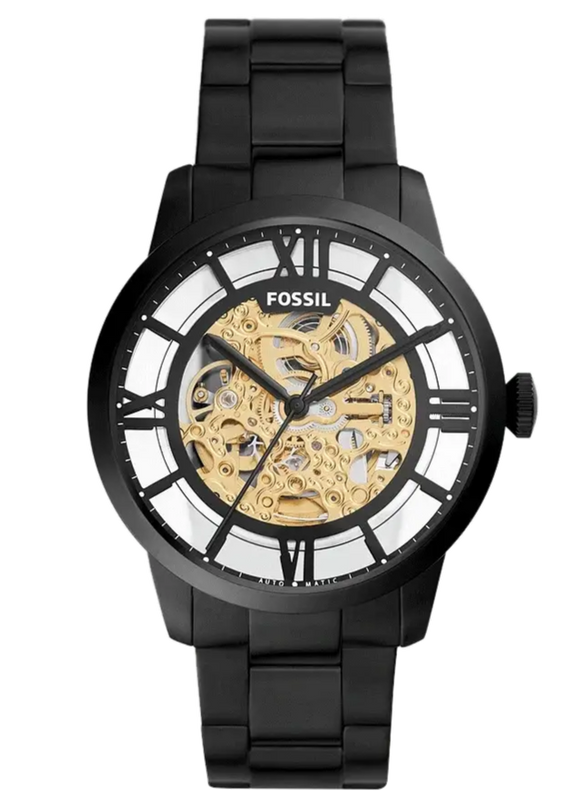 Buy Shop Fossil Townsman Automatic Skeleton Black Dial Black Steel Strap Watch for Men - ME3197 USA Online