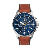 Buy Shop Fossil Dillinger Luggage Chronograph Blue Dial Brown Leather Strap Watch for Men - FS5675 USA Online