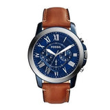 Buy Shop Fossil Grant Chronograph Blue Dial Brown Leather Strap Watch for Men - FS5151 USA Online