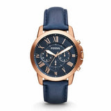 Buy Shop Fossil Grant Chronograph Blue Dial Blue Leather Strap Watch for Men - FS4835 USA Online