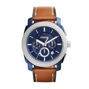 Buy Shop Fossil Machine Chronograph Blue Dial Brown Leather Strap Watch for Men - FS5232 USA Online