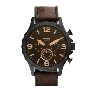 Buy Shop Fossil Nate Chronograph Brown Dial Brown Leather Strap Watch for Men - JR1487 USA Online