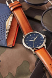 Buy Shop Fossil Minimalist Blue Dial Brown Leather Strap Watch for Men - FS5304 USA Online