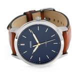Buy Shop Fossil Minimalist Blue Dial Brown Leather Strap Watch for Men - FS5304 USA Online