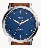Buy Shop Fossil Minimalist Blue Dial Brown Leather Strap Watch for Men - FS5304 USA Online