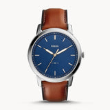Buy Shop Fossil Minimalist Blue Dial Brown Leather Strap Watch for Men - FS5304 USA Online