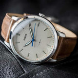 Buy Shop Fossil Minimalist Off White Dial Brown Leather Strap Watch for Men - FS5306 USA Online