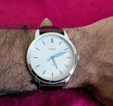 Buy Shop Fossil Minimalist Off White Dial Brown Leather Strap Watch for Men - FS5306 USA Online