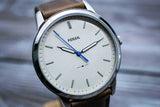 Buy Shop Fossil Minimalist Off White Dial Brown Leather Strap Watch for Men - FS5306 USA Online