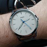 Buy Shop Fossil Minimalist Off White Dial Brown Leather Strap Watch for Men - FS5306 USA Online