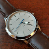 Buy Shop Fossil Minimalist Off White Dial Brown Leather Strap Watch for Men - FS5306 USA Online
