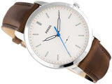 Buy Shop Fossil Minimalist Off White Dial Brown Leather Strap Watch for Men - FS5306 USA Online