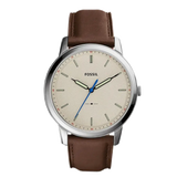 Buy Shop Fossil Minimalist Off White Dial Brown Leather Strap Watch for Men - FS5306 USA Online
