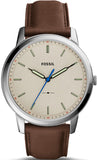 Buy Shop Fossil Minimalist Off White Dial Brown Leather Strap Watch for Men - FS5306 USA Online