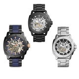 Buy Shop Fossil Modern Machine Automatic Silver Dial Black Steel Strap Watch for Men - ME3080 USA Online