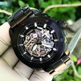 Buy Shop Fossil Modern Machine Automatic Silver Dial Black Steel Strap Watch for Men - ME3080 USA Online