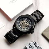 Buy Shop Fossil Modern Machine Automatic Silver Dial Black Steel Strap Watch for Men - ME3080 USA Online