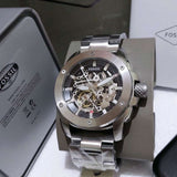 Buy Shop Fossil Modern Machine Automatic Silver Dial Silver Steel Strap Watch for Men - ME3081 USA Online