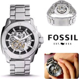 Buy Shop Fossil Modern Machine Automatic Silver Dial Silver Steel Strap Watch for Men - ME3081 USA Online