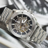 Buy Shop Fossil Modern Machine Automatic Silver Dial Silver Steel Strap Watch for Men - ME3081 USA Online
