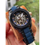Buy Shop Fossil Modern Machine Automatic Skeleton Blue Dial Two Tone Steel Strap Watch for Men - ME3133 USA Online