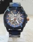 Buy Shop Fossil Modern Machine Automatic Skeleton Blue Dial Two Tone Steel Strap Watch for Men - ME3133 USA Online