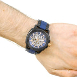 Buy Shop Fossil Modern Machine Automatic Skeleton Blue Dial Two Tone Steel Strap Watch for Men - ME3133 USA Online
