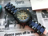 Buy Shop Fossil Modern Machine Automatic Skeleton Blue Dial Two Tone Steel Strap Watch for Men - ME3133 USA Online