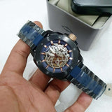 Buy Shop Fossil Modern Machine Automatic Skeleton Blue Dial Two Tone Steel Strap Watch for Men - ME3133 USA Online