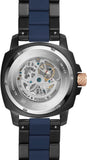 Buy Shop Fossil Modern Machine Automatic Skeleton Blue Dial Two Tone Steel Strap Watch for Men - ME3133 USA Online