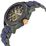 Buy Shop Fossil Modern Machine Automatic Skeleton Blue Dial Two Tone Steel Strap Watch for Men - ME3133 USA Online