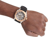 Buy Shop Fossil Modern Machine Automatic Skeleton Dial Black Leather Strap Watch for Men - ME3082 USA Online