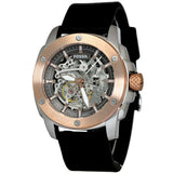 Buy Shop Fossil Modern Machine Automatic Skeleton Dial Black Leather Strap Watch for Men - ME3082 USA Online