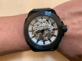 Buy Shop Fossil Modern Machine Automatic Skeleton Grey Dial Black Steel Strap Watch for Men - ME3134 USA Online