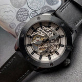 Buy Shop Fossil Modern Machine Automatic Skeleton Grey Dial Black Steel Strap Watch for Men - ME3134 USA Online